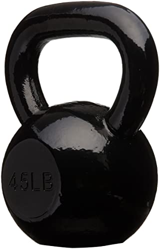 Amazon Basics Enamel Cast Iron Kettlebell - 45 Pounds, Black