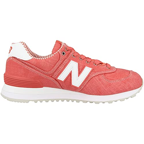 New Balance Women's 574 V2 Beach Chambray Sneaker, Spiced Coral/White, 11.5