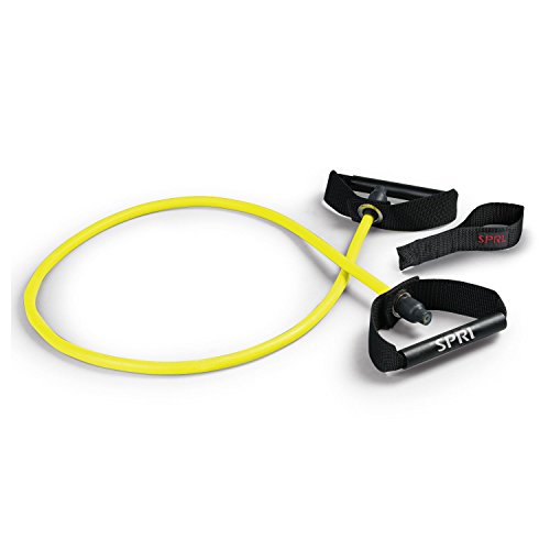 SPRI Resistance Bands with Handles & Home Gym Door Attachment - Exercise Resistance Tube Bands for Strength Training Fitness - Workout Arms, Chest, Back, Shoulders – Yellow, Very Light