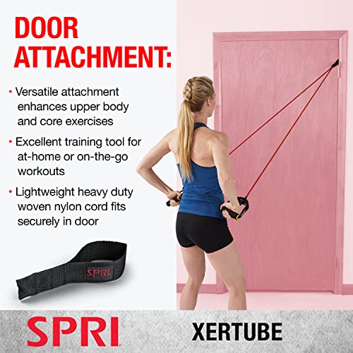 SPRI Resistance Bands with Handles & Home Gym Door Attachment - Exercise Resistance Tube Bands for Strength Training Fitness - Workout Arms, Chest, Back, Shoulders – Yellow, Very Light