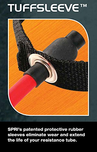 SPRI Resistance Bands with Handles & Home Gym Door Attachment - Exercise Resistance Tube Bands for Strength Training Fitness - Workout Arms, Chest, Back, Shoulders – Yellow, Very Light