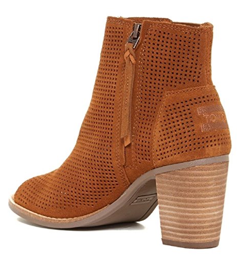 TOMS Women's Lunata Bootie Cinnamon Suede Perforated 8 B US
