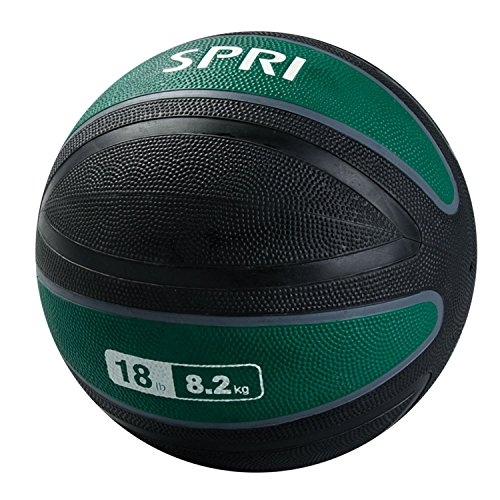 SPRI Medicine Ball - Thick Walled Heavy Duty Textured Surface Ball for Workouts, Endurance Training, Exercise - Easy to Read Weight Label - Multi-Use Fitness Tool - Durable Construction - 18 lb
