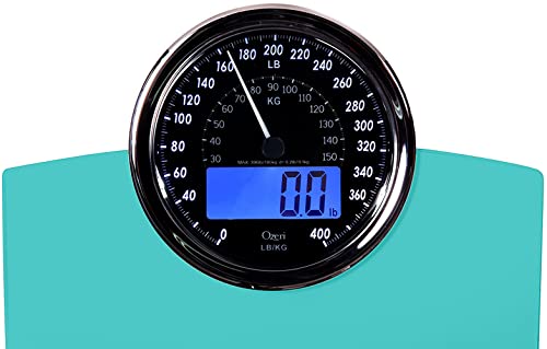 Ozeri Rev 400 lbs (180 kg) Bathroom Scale with Electro-Mechanical Weight Dial and 50 gram Sensor Technology (0.1 lbs / 0.05 kg), Teal Blue