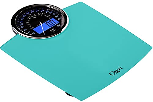 Ozeri Rev 400 lbs (180 kg) Bathroom Scale with Electro-Mechanical Weight Dial and 50 gram Sensor Technology (0.1 lbs / 0.05 kg), Teal Blue