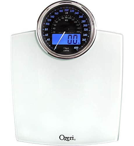 Ozeri Rev 400 lbs (180 kg) Bathroom Scale with Electro-Mechanical Weight Dial and 50 gram Sensor Technology (0.1 lbs / 0.05 kg), White