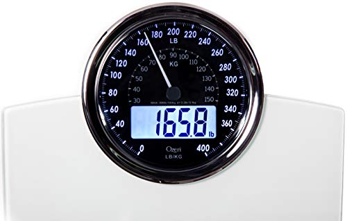 Ozeri Rev 400 lbs (180 kg) Bathroom Scale with Electro-Mechanical Weight Dial and 50 gram Sensor Technology (0.1 lbs / 0.05 kg), White