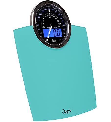 Ozeri Rev 400 lbs (180 kg) Bathroom Scale with Electro-Mechanical Weight Dial and 50 gram Sensor Technology (0.1 lbs / 0.05 kg), Teal Blue
