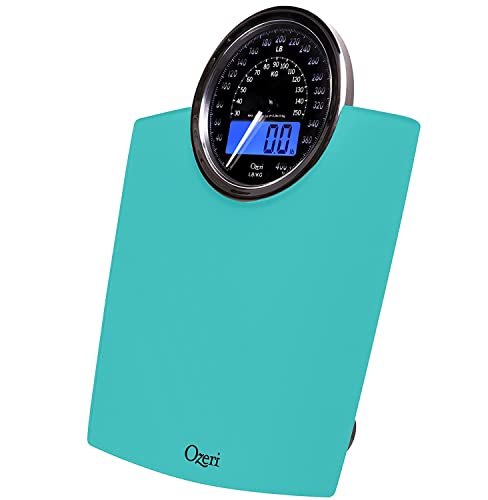 Ozeri Rev 400 lbs (180 kg) Bathroom Scale with Electro-Mechanical Weight Dial and 50 gram Sensor Technology (0.1 lbs / 0.05 kg), Teal Blue