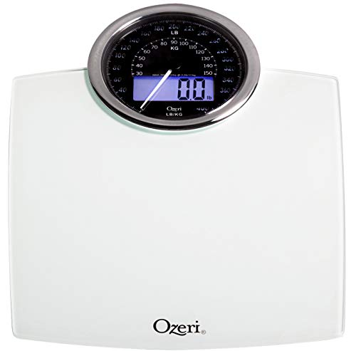 Ozeri Rev 400 lbs (180 kg) Bathroom Scale with Electro-Mechanical Weight Dial and 50 gram Sensor Technology (0.1 lbs / 0.05 kg), White