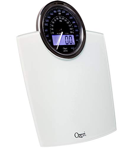 Ozeri Rev 400 lbs (180 kg) Bathroom Scale with Electro-Mechanical Weight Dial and 50 gram Sensor Technology (0.1 lbs / 0.05 kg), White