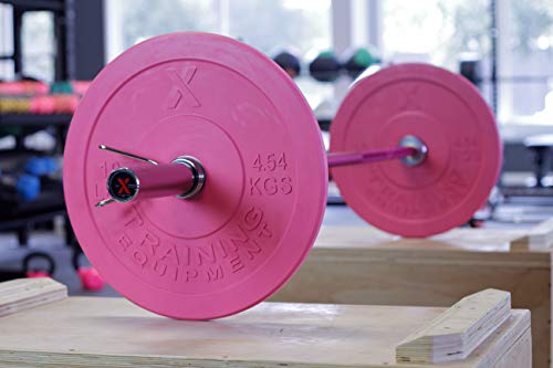 X Training Equipment Premium Pink Olympic Bumper Plate Solid Rubber with Steel Insert - Great for Crossfit Workouts (35lb Single)