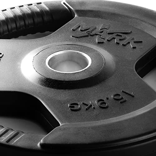 XMark 65 lb Olympic Weights Set, 7' Olympic Bar, Barbell Weight Bar and TRI-GRIP Weight Plates