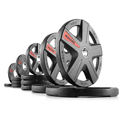 XMark TEXAS STAR 205 lb Set Olympic Plates, Patented Design, One-Year Warranty, Olympic Weight Plates