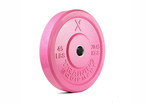 X Training Equipment Premium Pink Olympic Bumper Plate Solid Rubber with Steel Insert - Great for Crossfit Workouts (45lb Single)