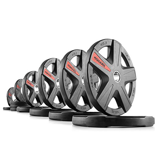 XMark TEXAS STAR 255 lb Set Olympic Plates, Patented Design, One-Year Warranty, Olympic Weight Plates