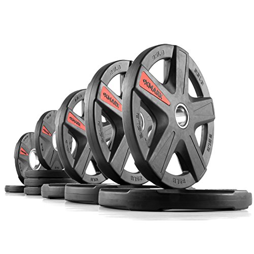 XMark TEXAS STAR 165 lb Set Olympic Plates, Patented Design, One-Year Warranty, Olympic Weight Plates