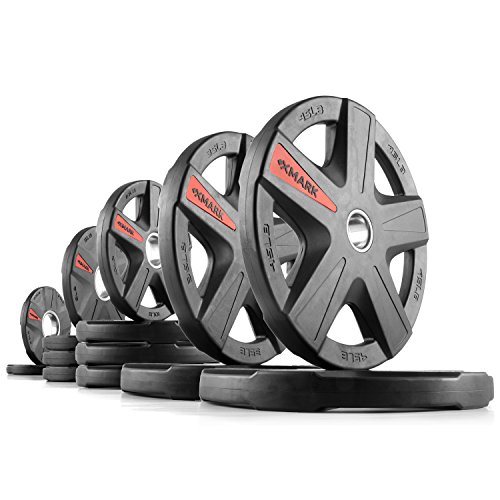 XMark TEXAS STAR 225 lb Set Olympic Plates, Patented Design, One-Year Warranty, Olympic Weight Plates