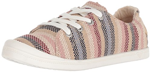 Roxy Women's Bayshore Slip on Sneaker Shoe, Dark Multi Stripe, 8.5