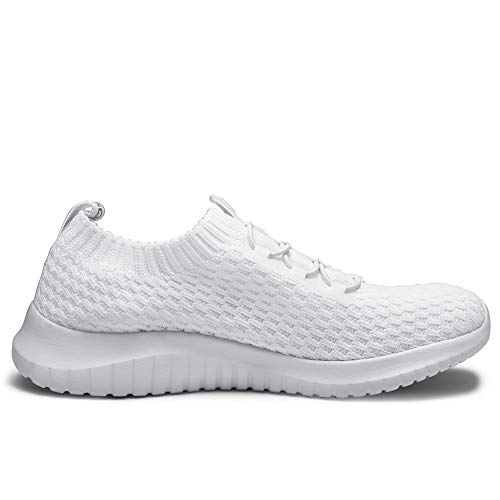 TIOSEBON Women's Ultralight Casual Fashion Walking Shoes Memory Foam Slip-On Sneakers 10 US White