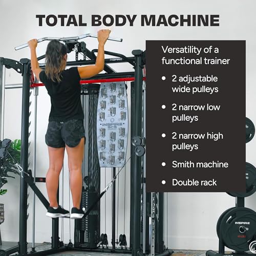 Inspire Fitness SCS Smith System Fully Loaded with Bench and Attachments - Functional Trainer Home Gym with Smith Machine, Bench, Preacher Curl Attachment, and Leg Extension/Leg Curl Attachment