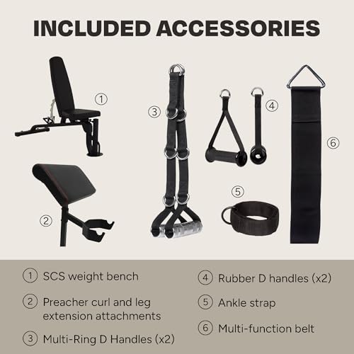 Inspire Fitness SCS Smith System Fully Loaded with Bench and Attachments - Functional Trainer Home Gym with Smith Machine, Bench, Preacher Curl Attachment, and Leg Extension/Leg Curl Attachment
