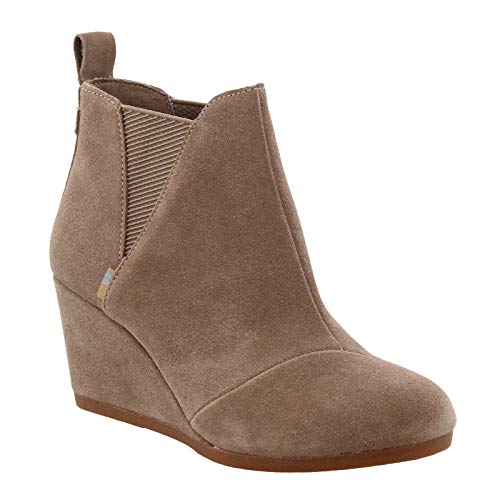 TOMS Women's Kelsey Booties - Ladies Wedge Suede Shoes (Taupe, 11)