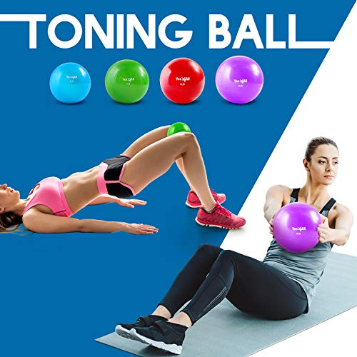 Yes4All Soft Weighted Toning Ball - 6 lb Sand Ball and Magic Circle Pilates Ring - Pilates Resistance Ring (Red)