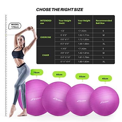 Trideer Exercise Ball (Fuchsia, M(48-55cm))