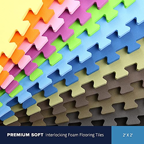 IncStores 5/8 Inch Thick Premium Soft Foam Flooring Tiles | High-Density Interlocking Foam Tiles for Vibrant Floor Protection in Your Home Gym, Playroom, and More | Lime Green, 4 Pack