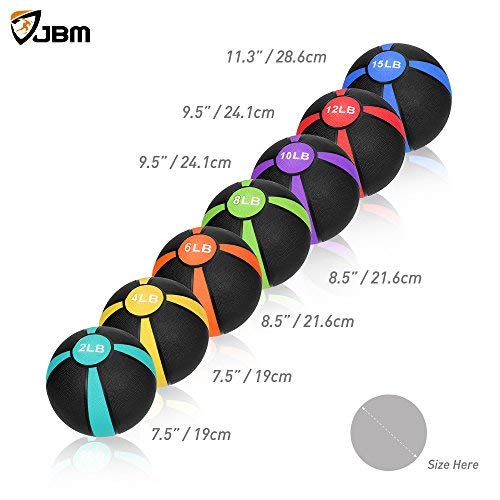 JBM Medicine Workout Slam Ball - 15lbs, Blue/Black