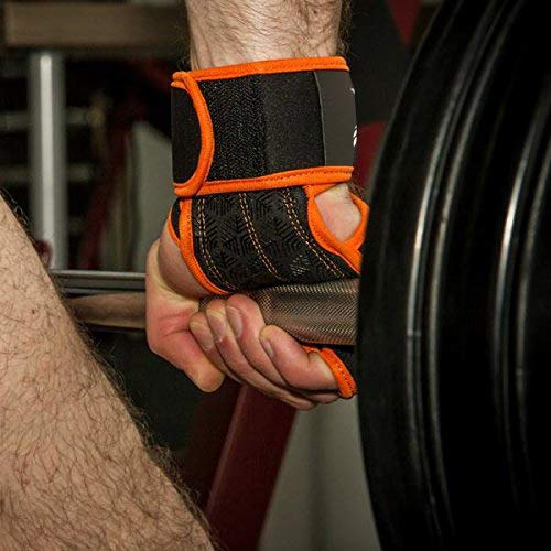 Cross Training Gloves with Wrist Support for Fitness, WOD, Weightlifting, Gym Workout & Powerlifting - Silicone Padding to avoid Calluses - Suits both Men & Women, Strong Grip (BrightOrange, Large)