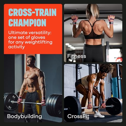 Mava Weight Lifting Grips with Silicone Padding & Wrist Support for Lifting – Workout Grips with Leather Padding for Power Lifting, Workouts, Weight Gloves – Cross Training Gloves, Pair