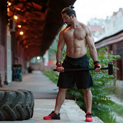 Cross Training Gloves with Wrist Support for Fitness, WOD, Weightlifting, Gym Workout & Powerlifting - Silicone Padding to avoid Calluses - Suits both Men & Women, Strong Grip (BrightOrange, Large)