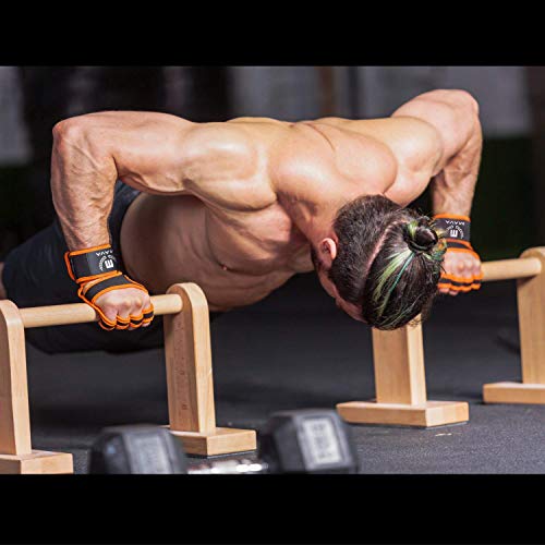 Cross Training Gloves with Wrist Support for Fitness, WOD, Weightlifting, Gym Workout & Powerlifting - Silicone Padding to avoid Calluses - Suits both Men & Women, Strong Grip (BrightOrange, Large)