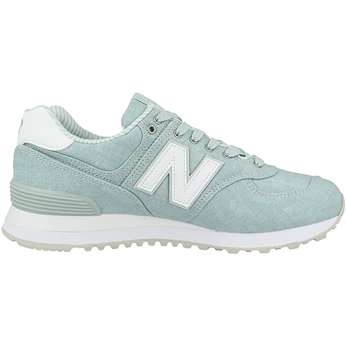 New Balance Women's 574 V2 Beach Chambray Sneaker, Light Porcelain Blue/White, 10.5 W US