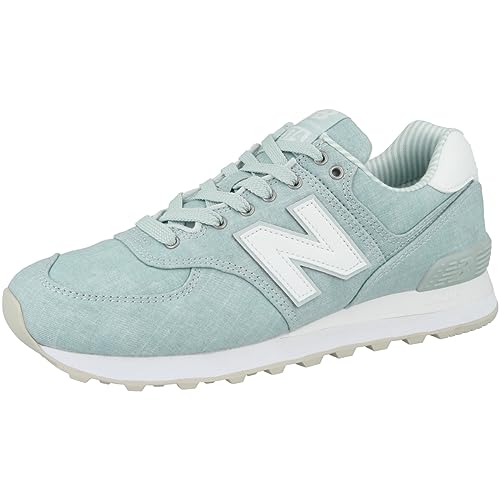 New Balance Women's 574 V2 Beach Chambray Sneaker, Light Porcelain Blue/White, 10.5 W US