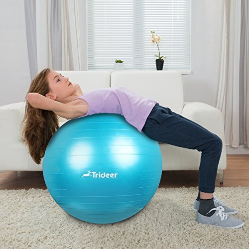 Trideer Exercise Ball (Multiple Color), Yoga Ball, Birthing Ball with Quick Pump, Anti-Burst & Extra Thick, Heavy Duty Ball Chair, Stability Ball Supports 2200lbs (Bright Turkis, M (48-55cm))
