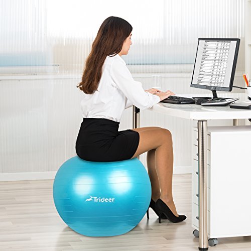 Trideer Exercise Ball (Multiple Color), Yoga Ball, Birthing Ball with Quick Pump, Anti-Burst & Extra Thick, Heavy Duty Ball Chair, Stability Ball Supports 2200lbs (Bright Turkis, M (48-55cm))