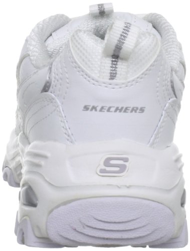 Skechers Sport Women's D'Lites Lace-Up Sneaker, White/Silver, 9 M US