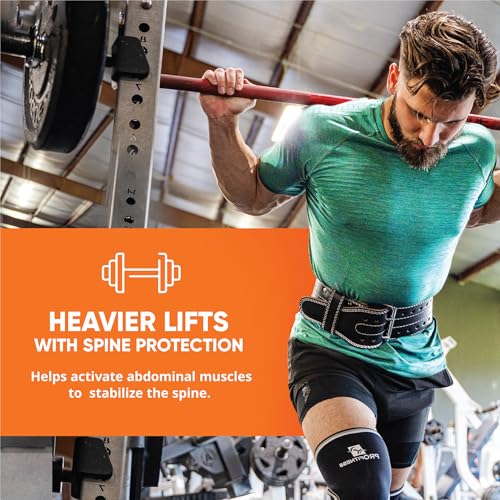 ProFitness Genuine Leather Workout Belt (4 Inches Wide) - Proper Weight lifting Form - Lower Back Support for Squats, Deadlifts, (Black/White, X-Large 42"-49" (Waist size not pant size))
