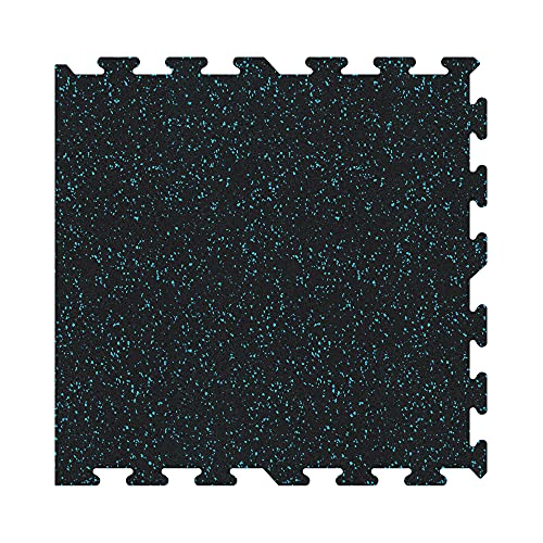 IncStores 8mm Thick Strong Rubber Interlocking Floor Tiles | Flexible Recycled Rubber for a Stronger and Safer Basement, Home Gym, Shed, or Trailer | Blue, 1 Border Tile