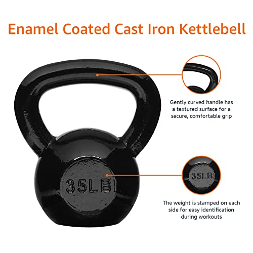 Amazon Basics Cast Iron Kettlebell with Enamel Finish, 35-Pound, Black
