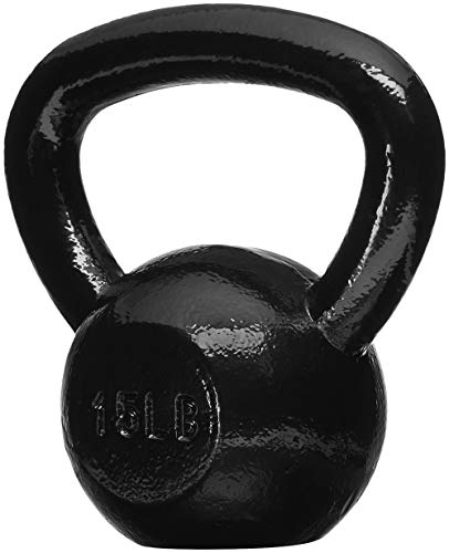 Amazon Basics Cast Iron Kettlebell with Enamel Finish, 15-Pound, Black