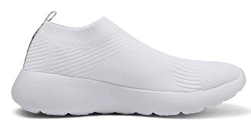 konhill Women's Athletic Walking Shoes - Comfortable Casual Work Gym Slip On Sneakers 11 US White, 42