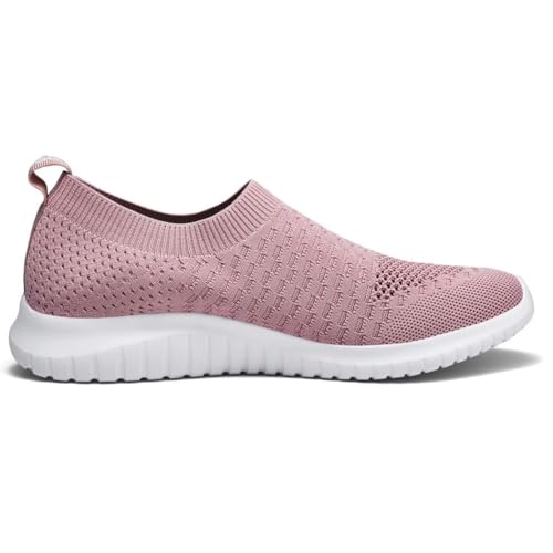 konhill Women's Walking Tennis Shoes - Lightweight Athletic Casual Gym Slip on Sneakers 10 US Mauve