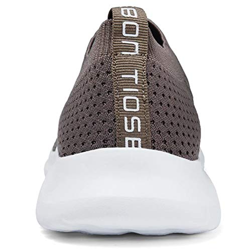 konhill Women's Walking Tennis Shoes - Lightweight Athletic Casual Gym Slip on Sneakers 10 US Brown