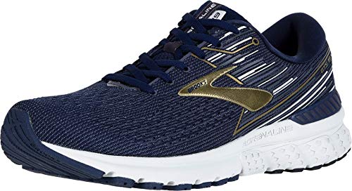 Brooks Mens Adrenaline GTS 19 Running Shoe - Navy/Gold/Grey - 2E - 14.0