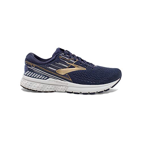 Brooks Mens Adrenaline GTS 19 Running Shoe - Navy/Gold/Grey - 2E - 14.0