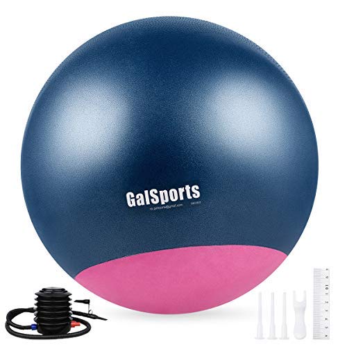 GalSports Exercise Ball Yoga Ball Stability Ball with Extra-Thick Base for Workout, Seating, Fitness & Birthing, Anti-Burst (Chinese Porcelain & Strawberry Ice, 60cm)